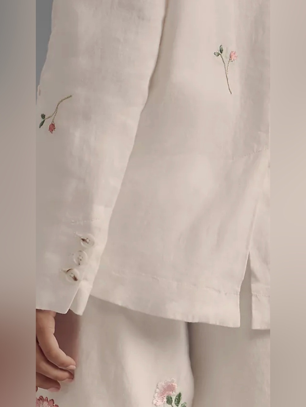 ANTHROPOLOGIE EMBROIDERED LINEN BLAZER WHITE SIZE L NWT - Picture 10 of 17